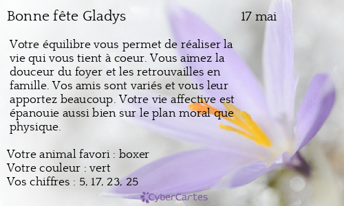 Carte bonne fête Gladys