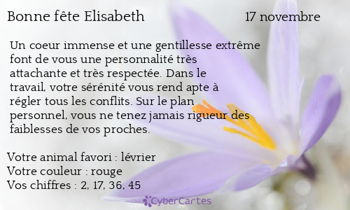 Carte Bonne Fete Elisabeth 17 Novembre