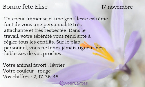 Carte Bonne Fete Elise 17 Novembre