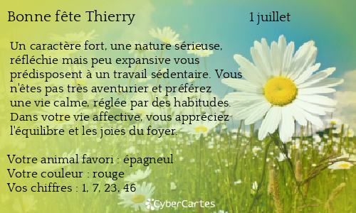 Carte bonne f&ecirc;te Thierry