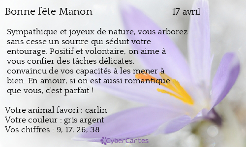Carte bonne fête Manon