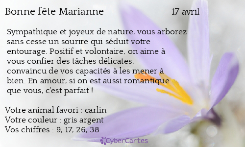 Carte bonne fête Marianne