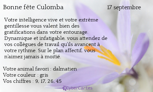 Carte bonne fête Culomba
