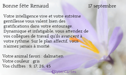 Carte bonne fête Renaud