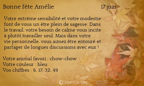 Carte Bonne Fete Amelie 17 Juin