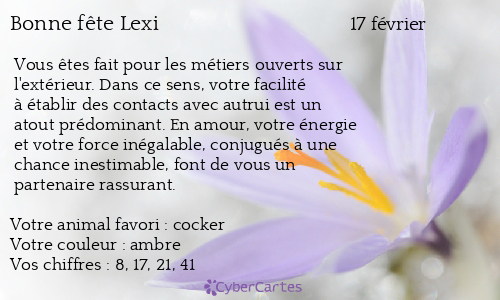 Carte bonne fête Lexi