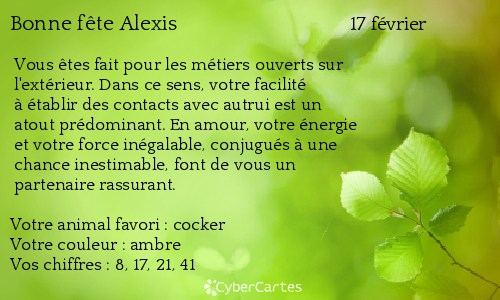 Carte bonne fête Alexis