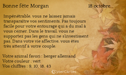Carte Bonne Fete Morgan 18 Octobre