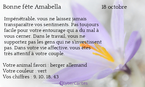 Carte bonne fête Amabella