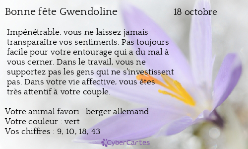 Carte Bonne Fete Gwendoline 18 Octobre