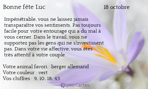 Carte Bonne Fete Luc 18 Octobre