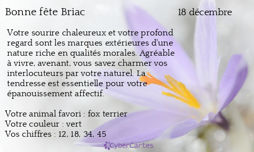 Carte bonne fête Briac