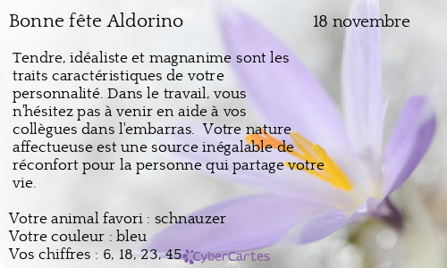 Carte bonne fête Aldorino