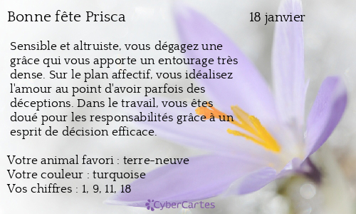 Carte bonne fête Prisca