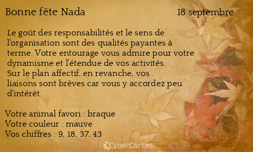 Carte bonne fête Nada