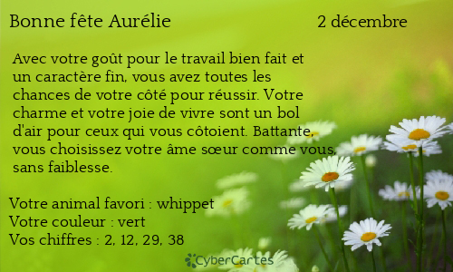 Carte bonne f&ecirc;te Aur%C3%A9lie