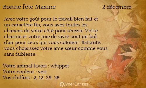 Carte bonne f&ecirc;te Maxine