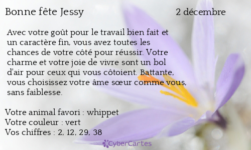 Carte bonne f&ecirc;te Jessy