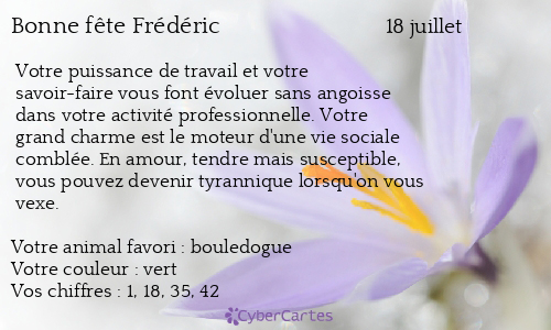 Carte Bonne Fete Frederic 18 Juillet