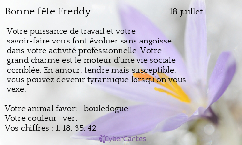 Carte Bonne Fete Freddy 18 Juillet