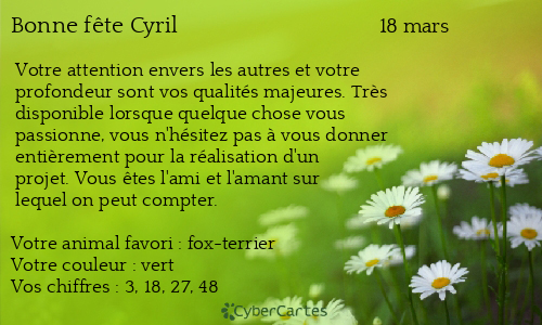 Carte bonne fête Cyril