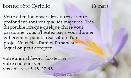 Carte bonne fête Cyrielle