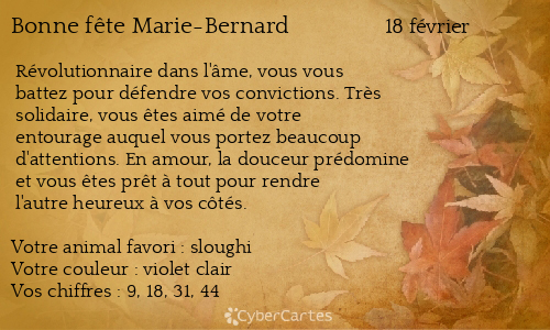 Carte bonne fête Marie-Bernard