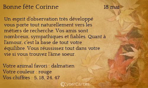 Carte bonne f&ecirc;te Corinne