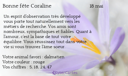 Carte bonne fête Coraline