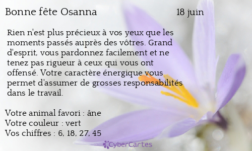 Carte bonne fête Osanna