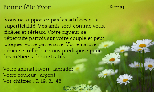 Carte bonne fête Yvon (19 mai)