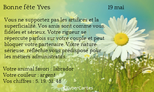 Carte bonne fête Yves