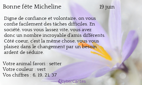 Carte bonne fête Micheline