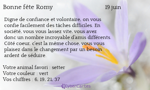 Carte bonne fête Romy