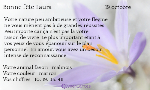 Carte Bonne Fete Laura 19 Octobre