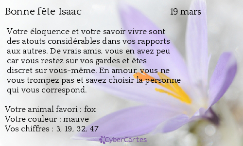 Carte bonne fête Isaac