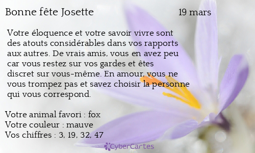 Carte bonne fête Josette
