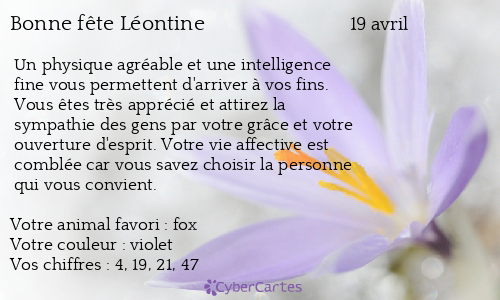 Carte bonne f&ecirc;te Léontine
