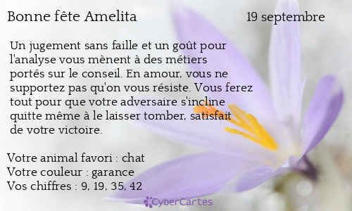 Carte bonne fête Amelita