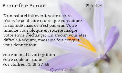 Carte bonne fête Aurore