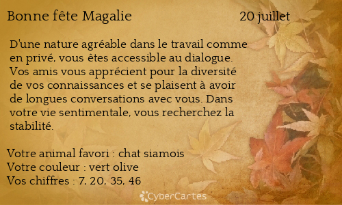 Carte Bonne Fete Magalie Juillet