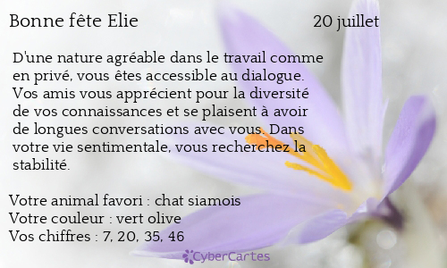 Carte bonne fête Elie