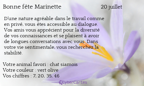 Carte bonne fête Marinette