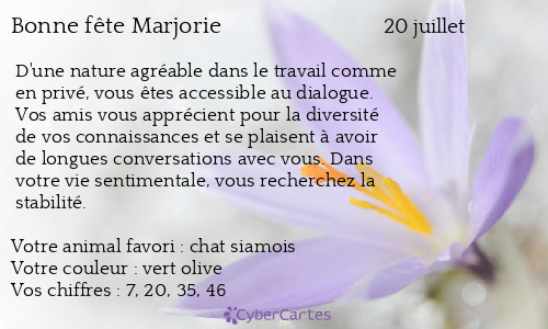 Carte bonne fête Marjorie