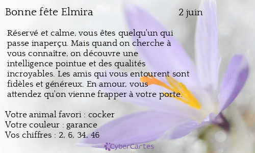 Carte bonne fête Elmira