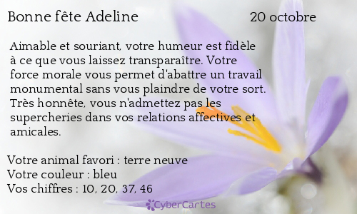 Carte Bonne Fete Adeline Octobre