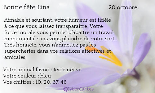 Carte bonne fête Lina