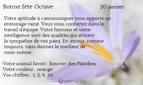 Carte bonne fête Octave