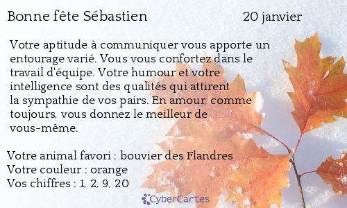 Carte bonne fête Sébastien