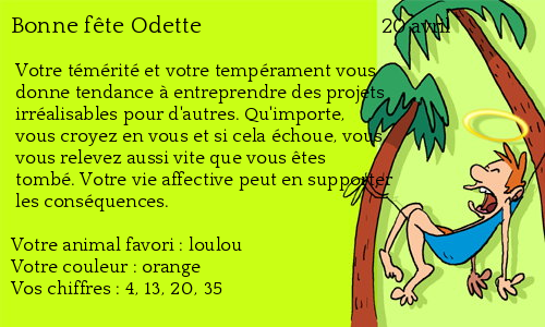 Carte bonne fête Odette